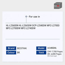 Load image into Gallery viewer, Bestink LC462XL Cyan  Magenta  Yellow Black Original Ink Cartridge for MFC-J2340DW MFC-J2740DW MFC-J3940DW